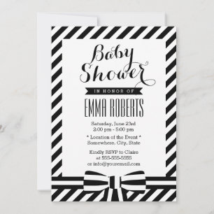 Kleine schwarz-weiße Streifen Babydusche Einladung