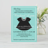 Kleine schwarze Dress-Baby-Sprinkle-Dusche Einladung (Stehend Vorderseite)