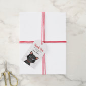 Kleine schwarze Katze Danke Geschenkanhänger (Mit Garn)