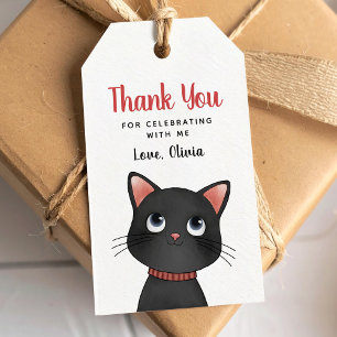 Kleine schwarze Katze Danke Geschenkanhänger