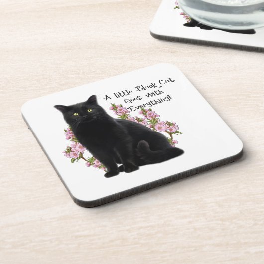 KLEINE SCHWARZE KATZE GETRÄNKEUNTERSETZER (Linke Seite)