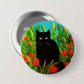 Kleine schwarze Katze in einem Tulip-Garten Button (Vorne & Hinten)
