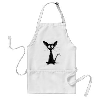 Kleine schwarze Katze Schürze