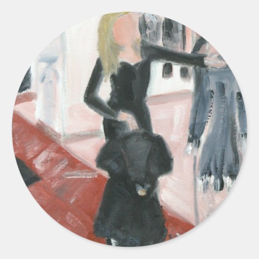 "Kleine schwarze Kleider" Runder Aufkleber (Vorderseite)