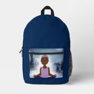Kleine schwarze Mädchen-Meditations-Rucksack Bedruckter Rucksack