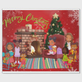 Kleine schwarze Mädchen zu Weihnachten Geschenkpapier (Flach)