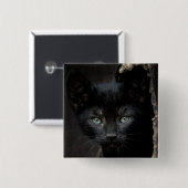 Kleine schwarze Miezekatze Button (Vorne & Hinten)