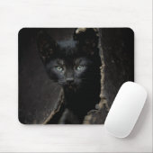 Kleine schwarze Miezekatze Mousepad (Mit Mouse)