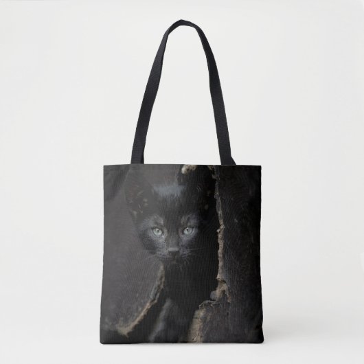 Kleine schwarze Miezekatze Tasche (Vorderseite)