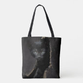 Kleine schwarze Miezekatze Tasche (Rückseite)