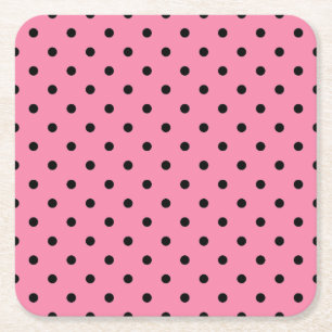 Kleine schwarze Polka Punkte auf heißen rosa Rechteckiger Pappuntersetzer