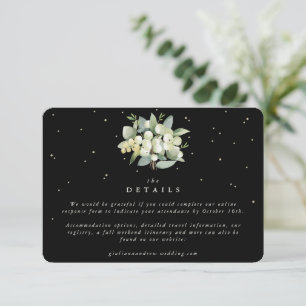 Kleine schwarze Schneebeeren + Eukalyptus Hochzeit Begleitkarte