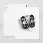 KLEINE SCHWARZE SCHUHE: PENCIL ART: REALISMUS POSTKARTE (Vorne/Hinten)