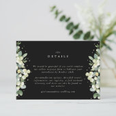 Kleine schwarze Snowberry+Eukalyptus Hochzeitdetai Begleitkarte (Stehend Vorderseite)