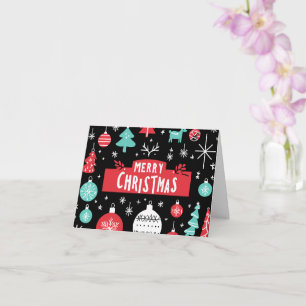 Kleine schwarze und rote Weihnachtskarte – 10,2 cm Karte