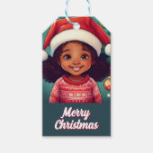 Kleine schwarze Weihnachtsmannmütze Geschenkanhänger (Vorderseite)
