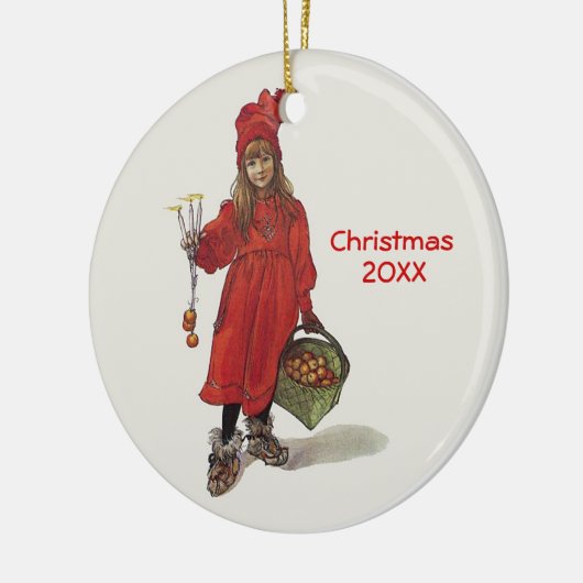 Kleine schwedische Mädchen-Gewohnheit Carl Keramik Ornament (Links)