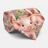 Kleine Schweine in Wildblumen Muster Krawatte (Gerollt)