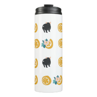 Kleine Schweine und Mandarinen Thermosbecher