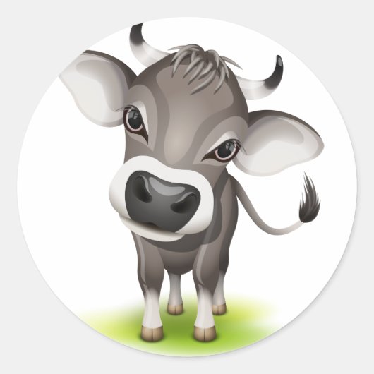 Kleine Schweizer Kuh Runder Aufkleber (Vorderseite)