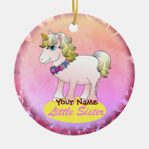 Kleine Schwester Einhorn Keramik Ornament