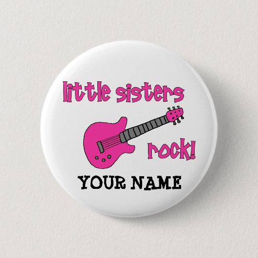 Kleine Schwester-Felsen! mit rosa Gitarre Button (Vorderseite)