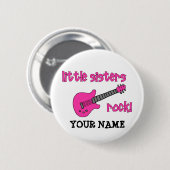 Kleine Schwester-Felsen! mit rosa Gitarre Button (Vorne & Hinten)