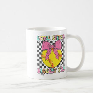 Kleine Schwester größter Fan Retro Softball Schwes Kaffeetasse