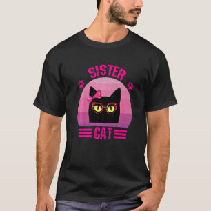 Kleine Schwester Katze Retro Vintage Schwester Kat T-Shirt