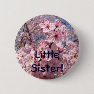 Kleine Schwester! Knopf Rosa Baum Blüten Button
