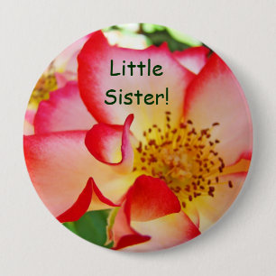 Kleine Schwester! Knöpfe Rose Blumen Rosa Rot Weiß Button