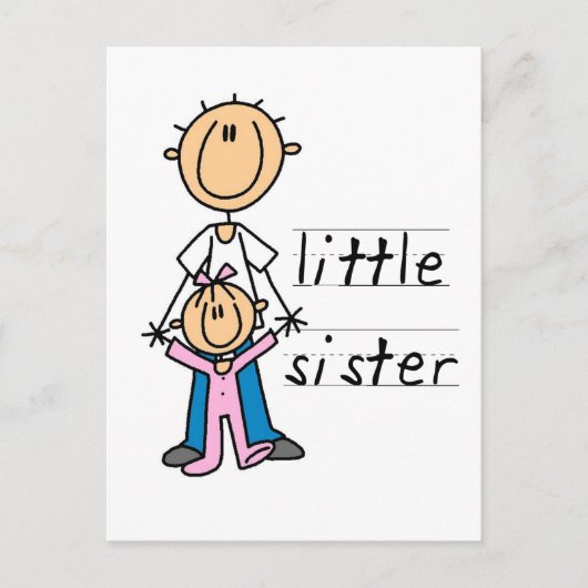 Kleine Schwester mit Big Brother T - Shirt und Ges Postkarte (Vorderseite)