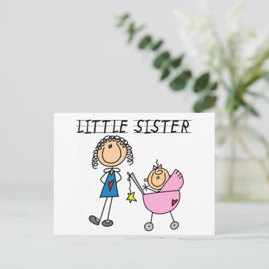 Kleine Schwester mit großen Sis-Hemden Postkarte (Stehend Vorderseite)