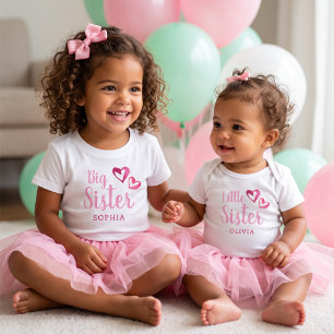 Kleine Schwester Pink Aquarell-Herzen Benutzerdefi Kleinkind T-shirt