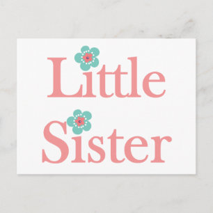 kleine Schwester, türkisfarben und rosa Blume Postkarte