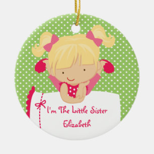 Kleine Schwester Weihnachtsdekoration Süße blonde Keramikornament