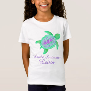 Kleine Schwimmermädchen lila T - Shirt der grünen 