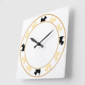 Kleine Scotties-Uhr Quadratische Wanduhr (Winkel)