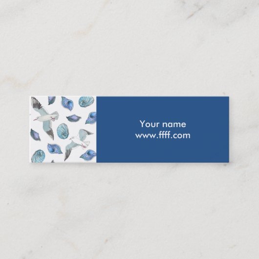 Kleine Seemöwe- und Muschelgeschäftskarten Mini Visitenkarte (Vorderseite)
