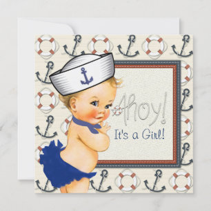 Kleine Seglerin Maritime Babyparty Einladung