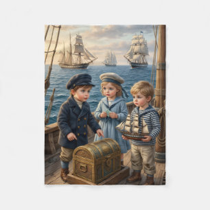 Kleine Seglerkinder entdecken eine Schatzkiste Fleecedecke