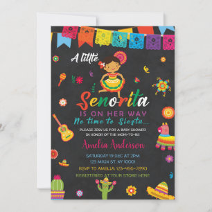 Kleine Señorita auf dem Weg Girl Fiesta Babydusche Einladung