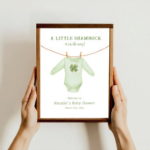 Kleine Shamrock St. Patrick's Babyparty Willkommen Poster