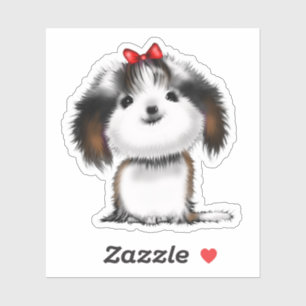 Kleine Shih-tzu-Welpen-animierte Illustration Aufkleber