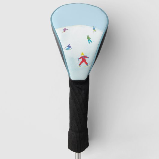 Kleine Skifahrer auf dem Snowy Hill Golf Headcover (Vorderseite)