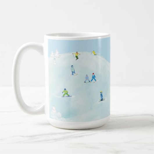 Kleine Skifahrer auf dem Snowy Hill Kaffeetasse (Links)
