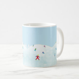 Kleine Skifahrer auf dem Snowy Hill Kaffeetasse