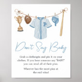 Kleine Slugger Baseball Baby-Dusche Say Baby nicht Poster (Vorne)