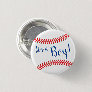 Kleine Slugger Baseball Babydusche Es ist ein Jung Button