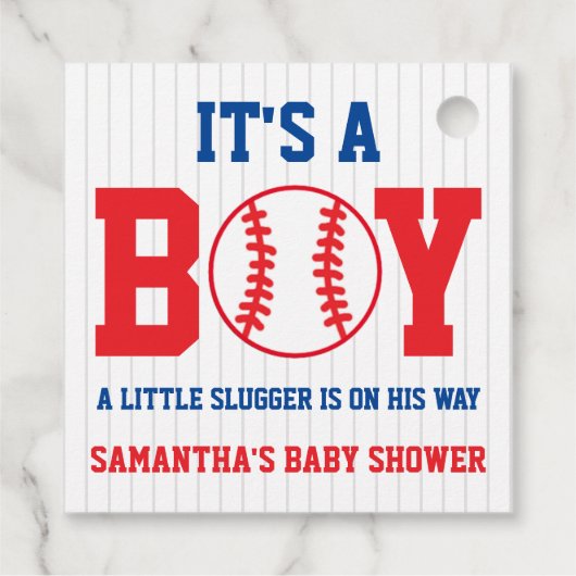 Kleine Slugger Baseball Babydusche Geschenkanhänger (Rückseite)